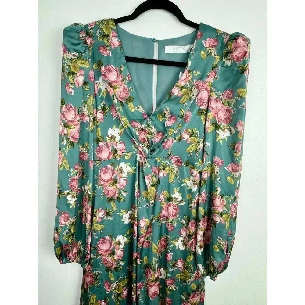ASTR LONG SLEEVE FLORAL MAXI DRESS SIZE MEDIUM BOHO, HOLIDAY WEDDING GUEST - Picture 11 of 16
